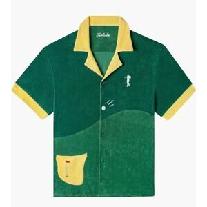 TOMBOLO Mulligan Golf Cabana Organic Cotton Terrycloth Polo Green Medium